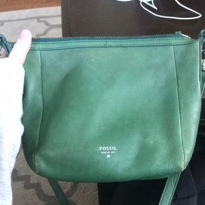 Green leather fossil bag